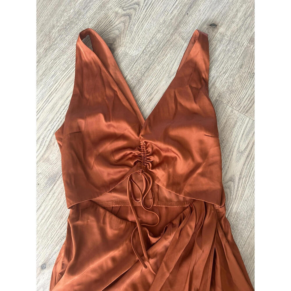 Ambercrombie & Fitch Gathered Chest Cut Out Burnt Orange Dress Size Small NWT